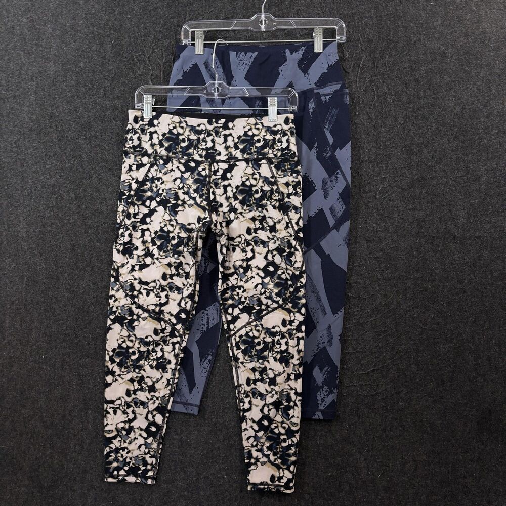 Sweaty Betty Power 7/8 Leggings Women's Medium Blue Gray Abstract Print Lot of 2